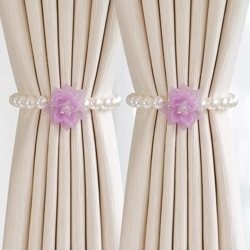 2pcs Curtain Straps a Pair of Cream Style Tied Tied Rope White Yarn Tied Belt Pearl Accessories Embellishment
