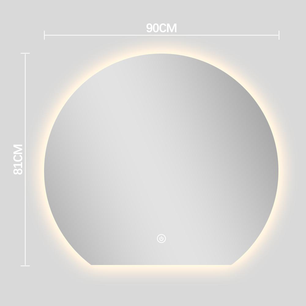 Aura round bathroom mirror WITH beveled bottom 81X90 CM LED lighting, heating mat