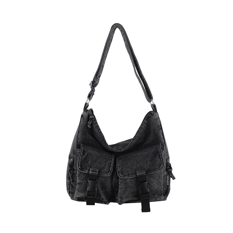 

Women s Crossbody Denim Bag - Large Capacity, Multi-Pocket, Casual Versatile Shoulder Bag 39*15*31cm чёрный