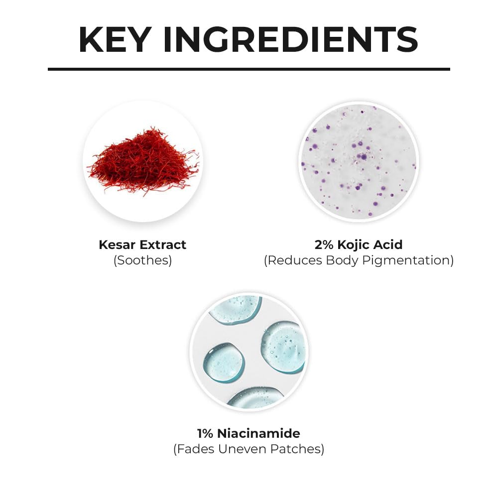 Dr. Sheth's Kesar & Kojic Acid Body Lotion 200ml Pack of 1 for Spot-Free, Moisturized, Smooth Skin