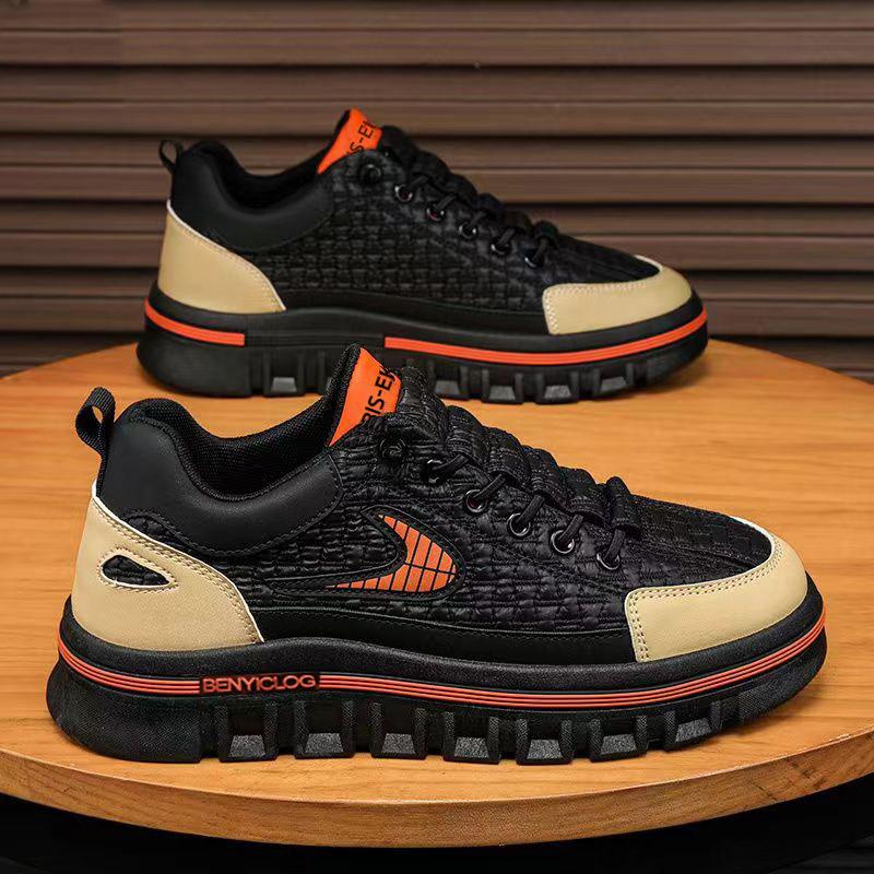 

2025 Новые мужские повседневные туфли Модные кроссовки на платформе со шнуровкой Весна Осень Нескользящая мужская вулканизированная обувь 42