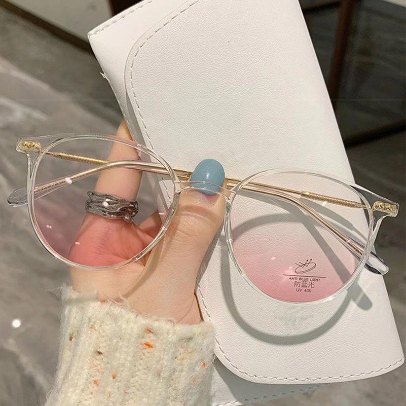 Ultra-Light Myopia Glasses for Women - Cool Tea Blush Color, Pure Desire Atmosphere, Makeup Effect, Trendy Design