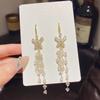 925 Sterling Silver Full Diamond Tassel Earrings – High-End European & American Style, Super Shiny, Luxurious Ear Jewelry for Women.
