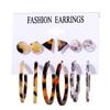 6 Pairs Of Women Earrings Acrylic Retro Style Simple Acrylic Leopard Earring Set