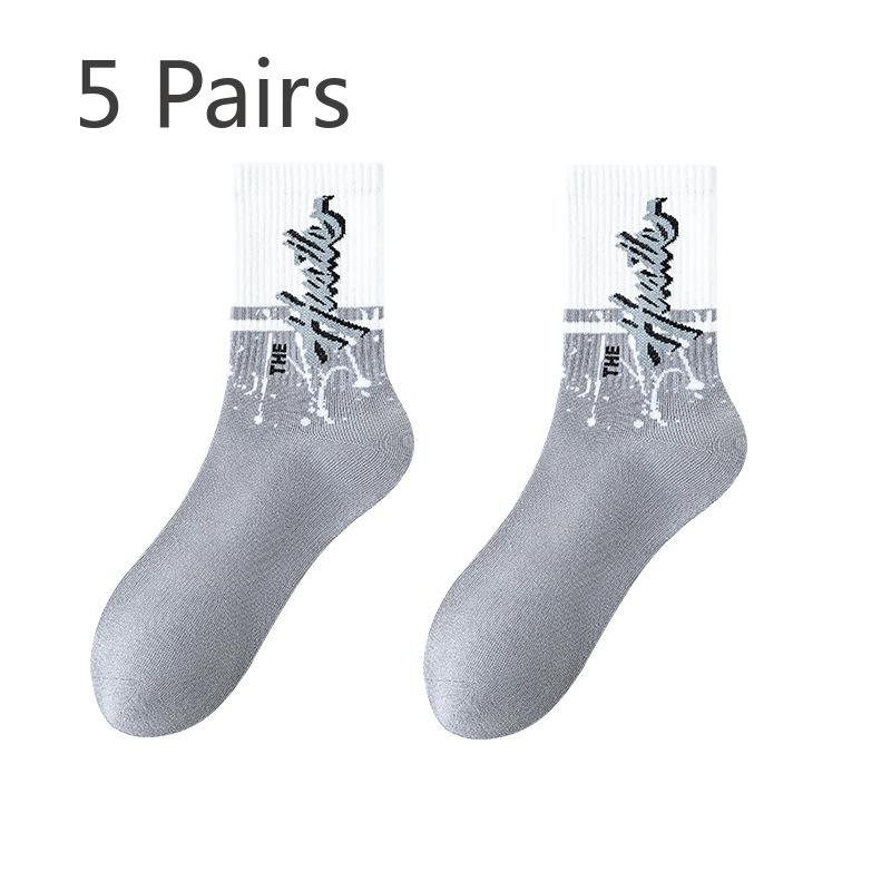 5 Pairs of Men's New Autumn Deodorizing Sports Basketball Drum Pure Cotton Socks