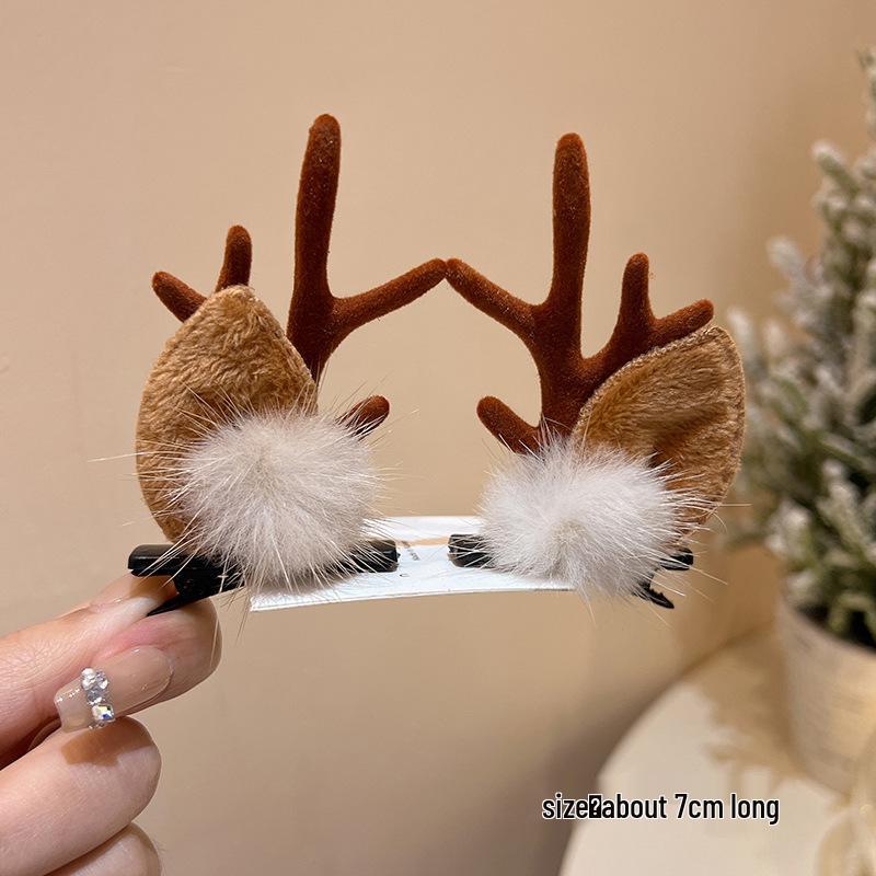 Mori Style Reindeer Antler Ears Christmas Hair Clip - Cute Kids' Hairpin Accessory