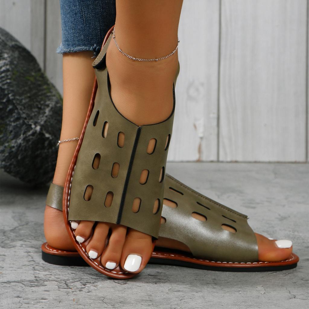 Women's Summer Flat Hollow Sandals for Outdoor Wear