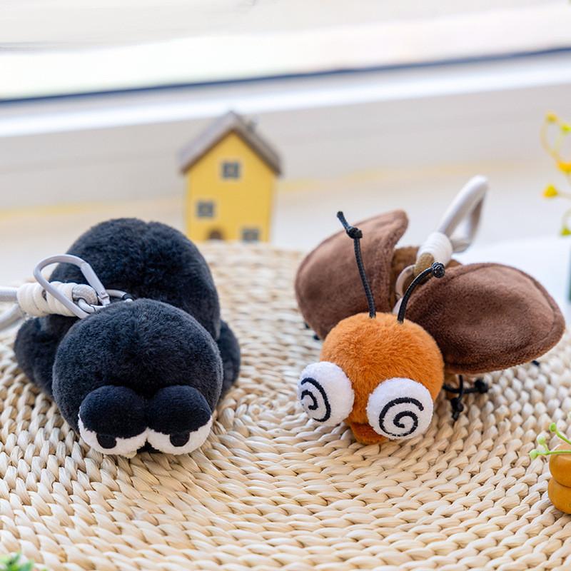 Cartoon Insect Plush Keychain Cute Toy For Students School Bag Decor