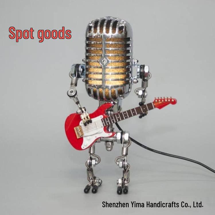 Retro Metal Microphone Robot Lamp