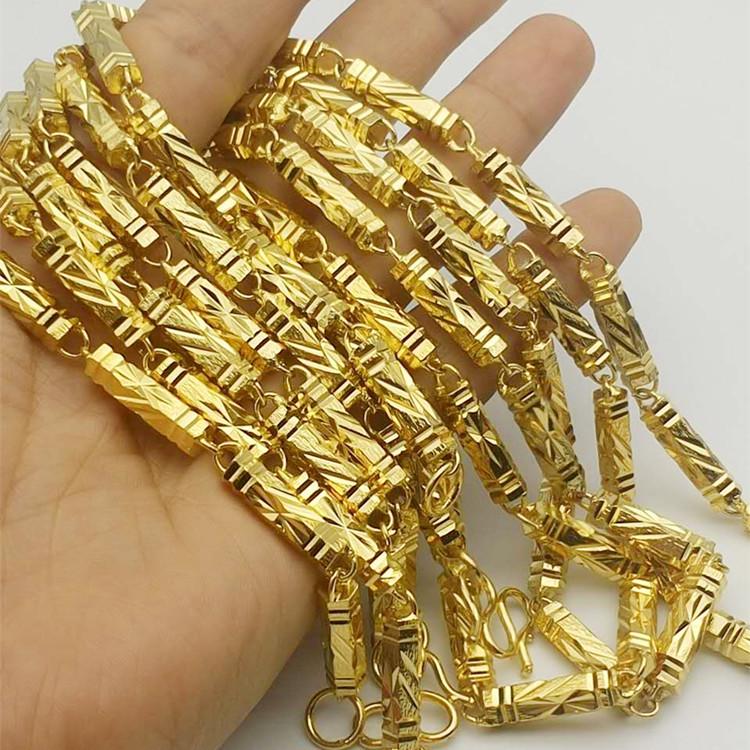 Durable Copper-Plated Gold Necklace, Sand Gold Design, Consistent Color, Masculine and Imposing, Fire-Tested for Quality.