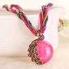 Bohemian Women Rhinestone Inlaid Peacock Round Faux Opal Pendant Necklace Gift
