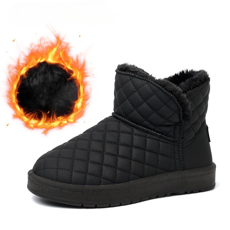 Zimní platformové sněhule pro ženy Voděodolné s plyšovou fleecovou podšívkou Vycházkové kotníkové boty Dámské teplé s podšívkou z umělé kožešiny Protiskluzové kotníkové boty