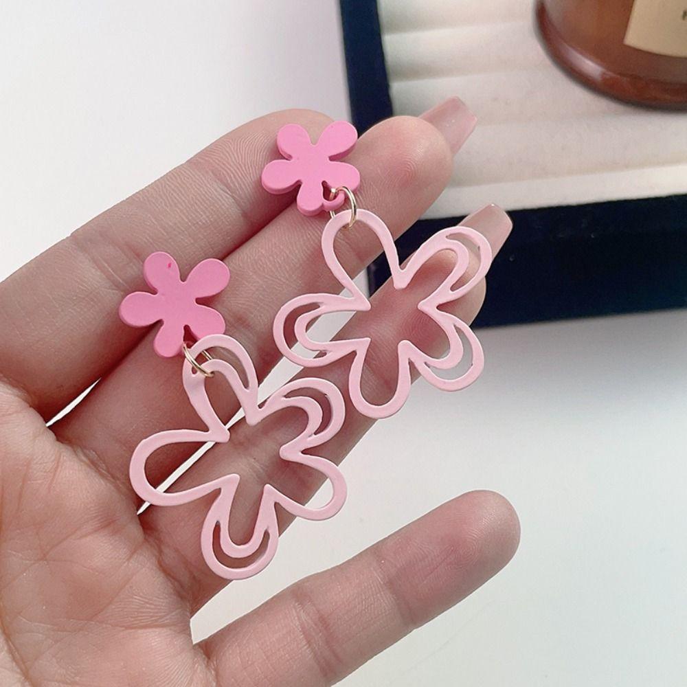 Hook Piercing Flower Drop Earrings Elegant Sweet Earrings Creative Hollow Flower Earrings  Hipster