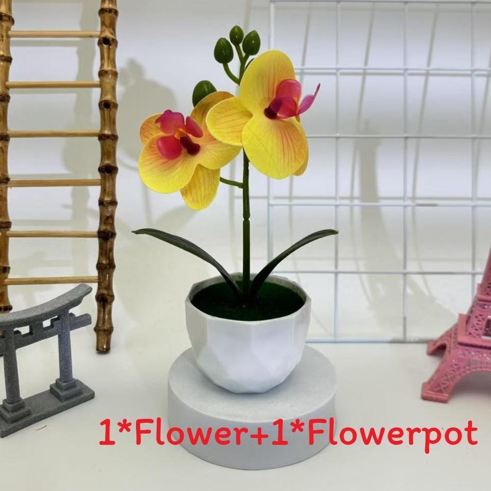 

Phalaenopsis Pot Artificial Flower Bonsai For Event Decoration Prop Home And Yellow