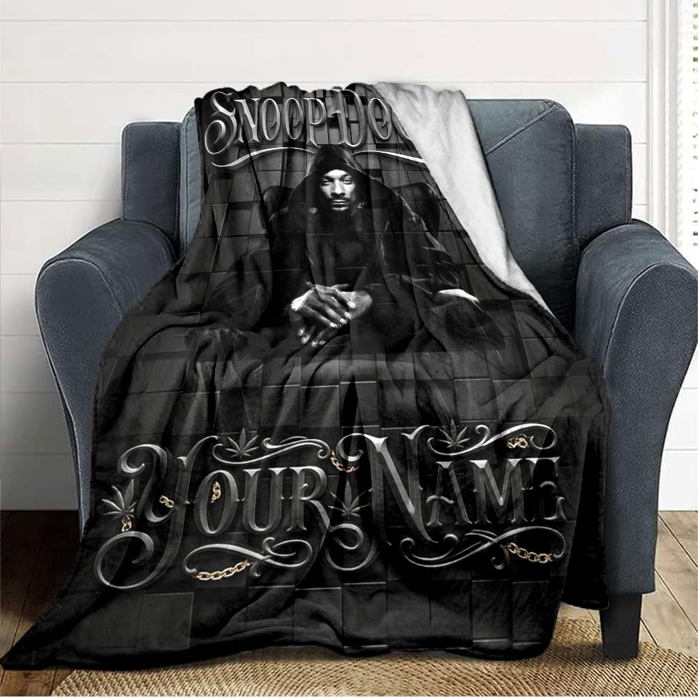 Name Custom Snoop Dogg Print Flannel Blanket High Quality Warm Comfortable Cover for All Seasons Perfect for Gifts Home Decor