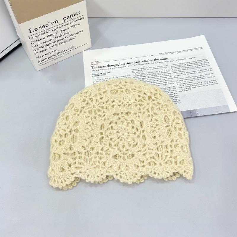 25 Early autumn retro handmade knitted hat hollow hook-up pullover hat versatile bag head hat tide