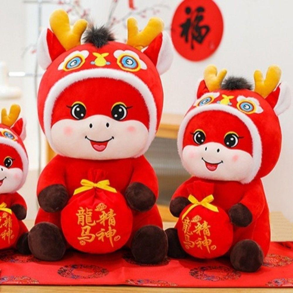 2026 Red Lucky Plush Stuffed Animal Traditional Auspicious Horse Plush Doll Kid Gift