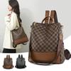 Large Capacity Checkered Backpack for Women, Retro and Casual, Versatile Single Shoulder Backpack with Printed Fashion and Trend, Versatile Backpack