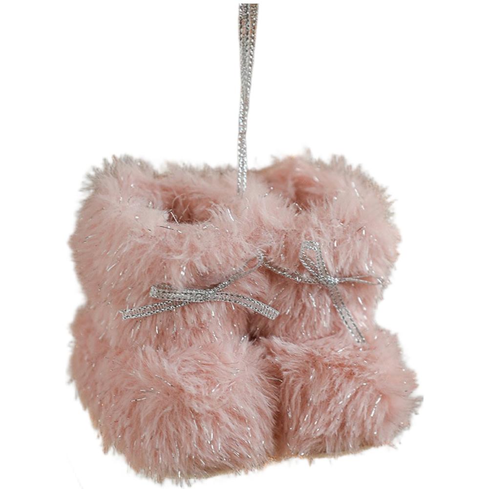 

Christmas Plush Boots Ornaments Set with Mini Hanging Decor for Tree Holiday Seasonal Soft and Lightweight Material рожевий