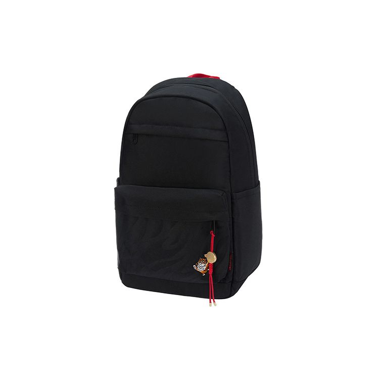 Li-Ning Sports Lifestyle Series Zipper Closure Large Capacity Polyester Backpack Unisex Backpack Black ABSS010-1 Black