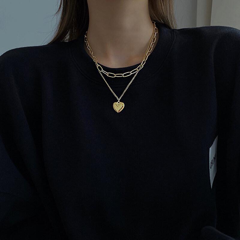 Metal Necklace Ins Hip Hop Sweater Chain Love Pendant Sweater Chain Long Ladies Necklace Men's Necklace