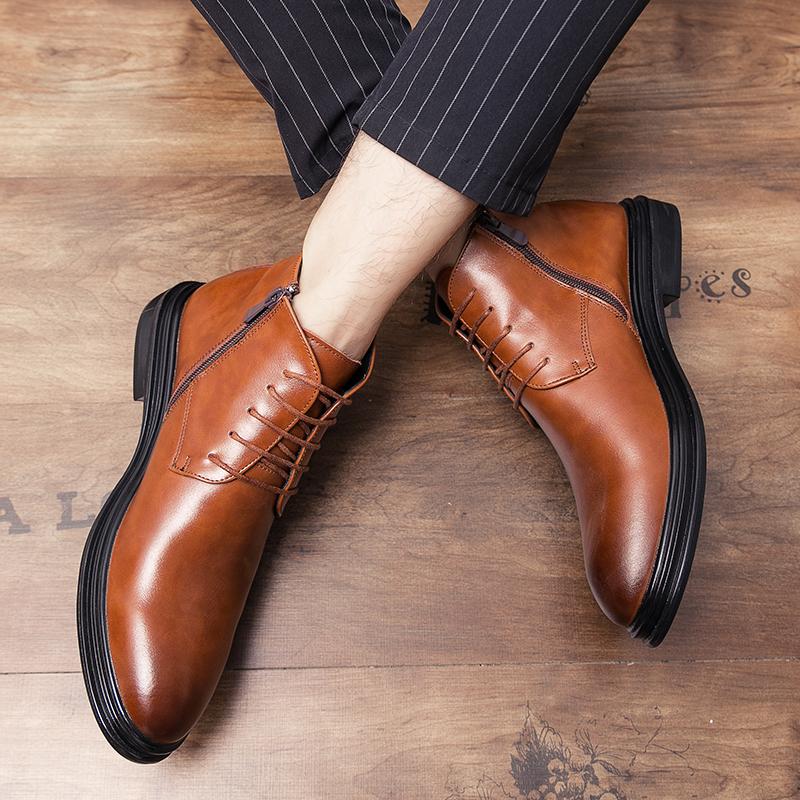 Winter Hot Selling Men's Leather Ankle Boots Lace Up High-end Business Short Boots High-quality New Men's Leather Casual Shoes