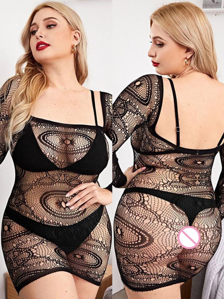 Sex Body Underwear Costume Fishnet Short Net Skirt Porn Transparent Sleepwear Women Fashion Slim Dress Sex Party Mesh Clothes
