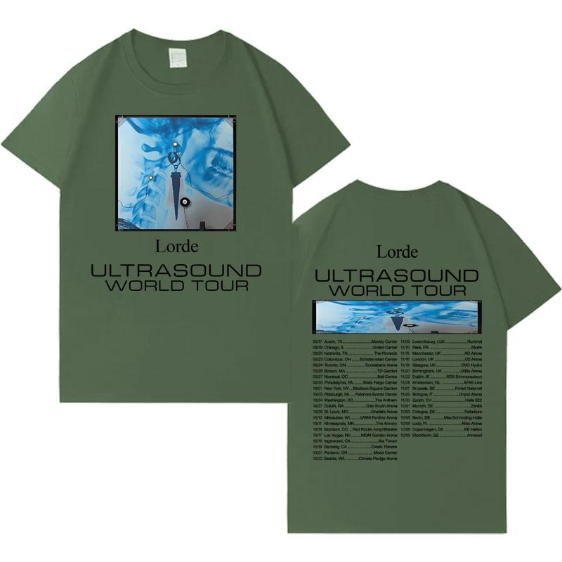 Singer Lorde Ultrasound World Tour Tee Men Women Hip Hop Tshirt Y2K Cotton Harajuku Tshrit High Street Pop Short Sleeve T Shirt