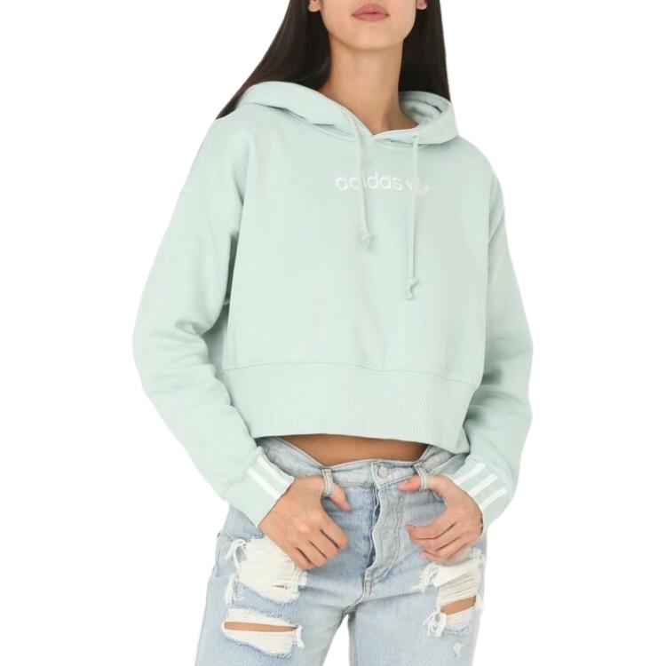 adidas Originals Coeeze Crop Comfortable Short Hoodie Women Hoodies Green DU2344