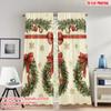 2pcs 2D Flat Printing Christmas Party Curtains Christmas Wreath Garland Snowflakes Digital Printed Polyester Drapes Festive Wall