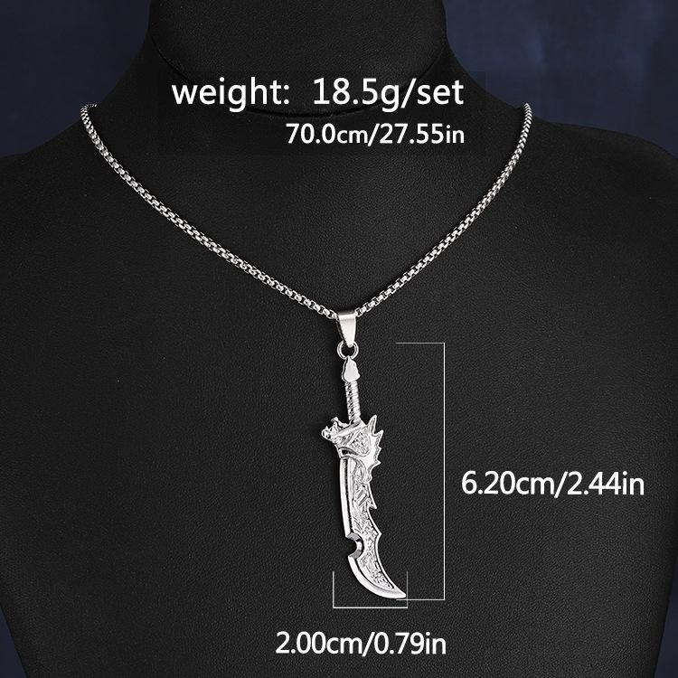 Titanium Steel Broadsword Necklace: Men's Hip-Hop Sword Pendant Jewelry, New Release.