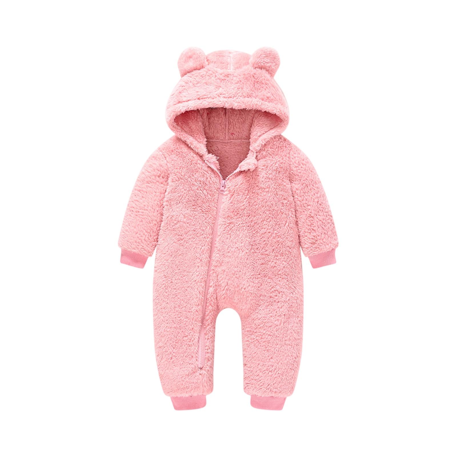 

Kids Hooded Romper - Winter Ears Outfit One-Piece 90 розовый