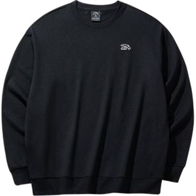 Anta Comfortable Casual Round Neck Pullover Simple Loose Sweatshirt Unisex Sweatshirt Basic-Black 972448712-6