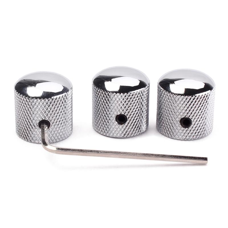 3 Pcs Electric Guitar Bass Effect Knob Volume Tone Control Knob Potentiometer Cap Metal Dome Knobs Replacement Parts