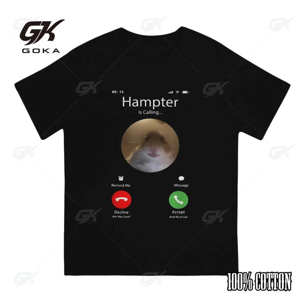 Dank Meme Hamster Staring Front Camera men clothing Hampter Calling Individuality Graphic TShirt  Streetwear