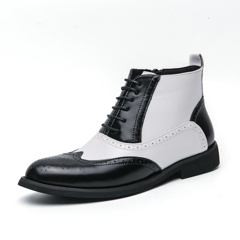 Men's High-Top Leather Pointed Toe Boots - Formal Casual Large Size Fashionable Short Martin Boots for Autumn.