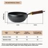 Japanese Style Uncoated Iron Pot with Wooden Handle Deep Wok with Wooden Lid Non Stick Cast Iron Saucepan for Cooking Soup Milk Noodles
