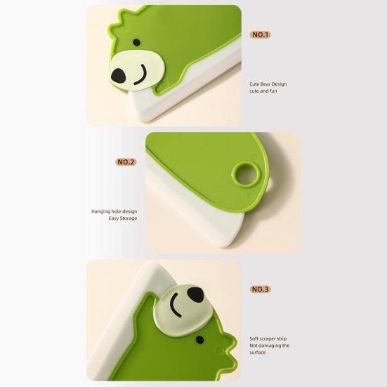 Water Wiper Cartoon Design Soft Scraping Strip Easy Clean Wiper Glass Mirrors Windows Bathroom Surfaces Wiper