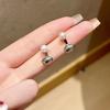 Two pearl small silver bean stud earrings women's earrings 2026 design sense high-end temperament earrings