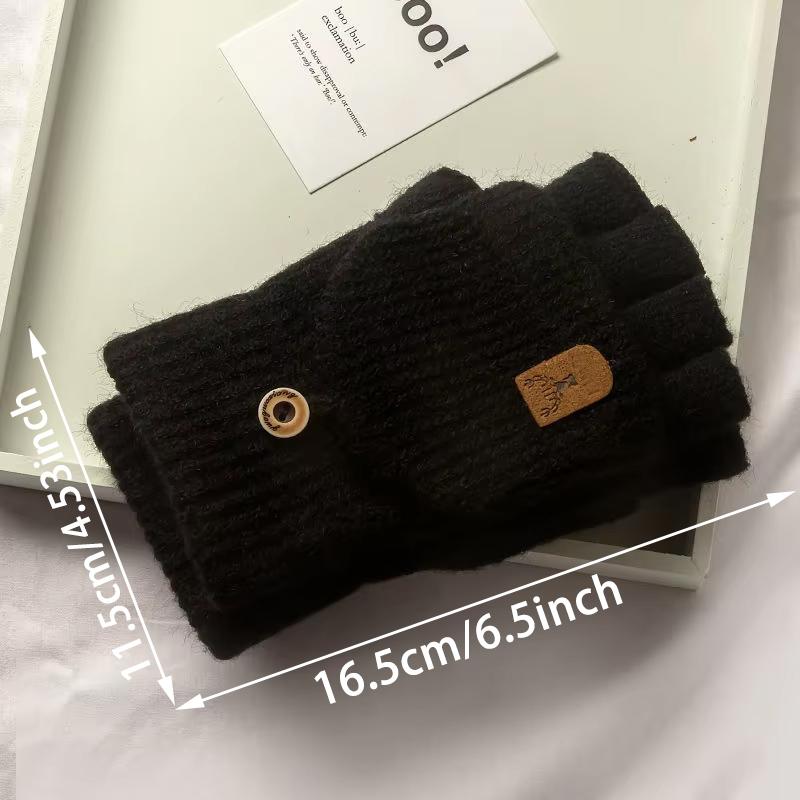 Winter Knitted Fingerless Gloves Warm for Men Women Half Finger Gloves Convertible Mittens Flap Gloves 1