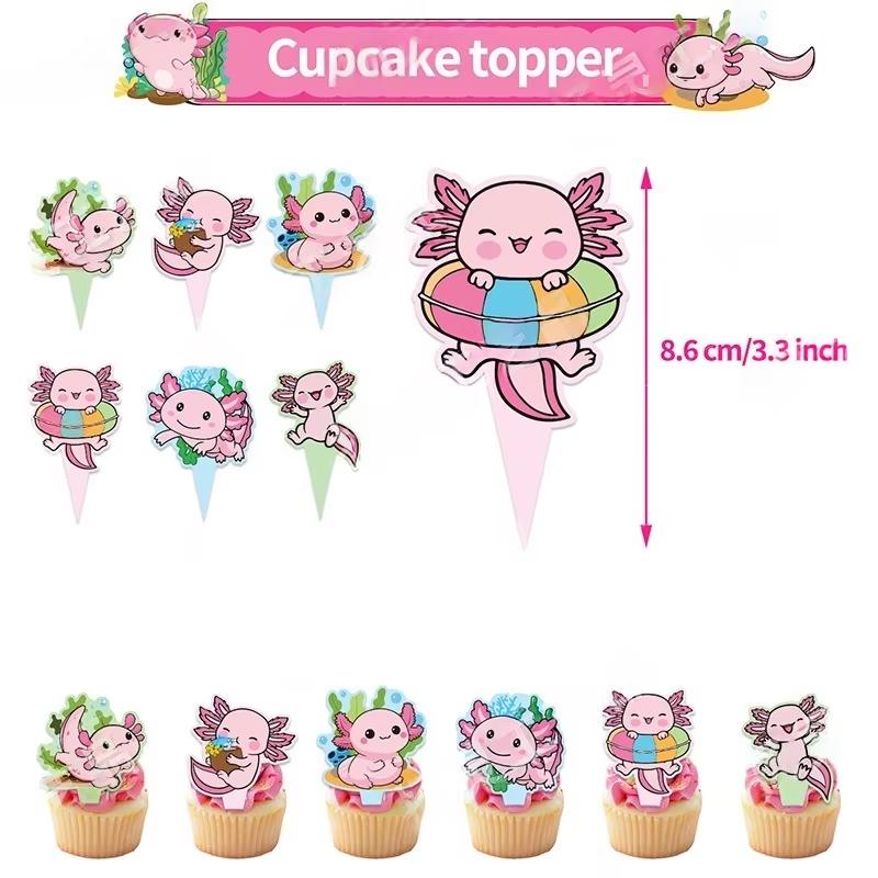 Pink Salamander Birthday Party Decoration Set Banner Cake Topper Balloons For Kids Party Birthday Favors Baby Shower Photo Booth
