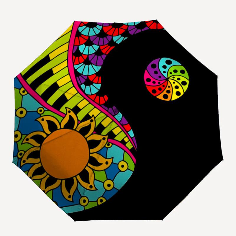

1pc Yin Yang Symbol Automatic Folding Umbrella, Portable & Foldable Design with 8 Ribs, Casual Outdoor Accessory yy250729092