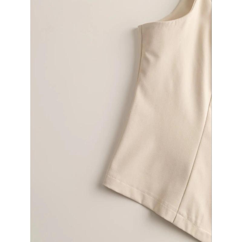 Women V Neck Sleeveless Blazer Vest with Padded Bust Single Breasted Slim Fit Casual Office Waistcoat