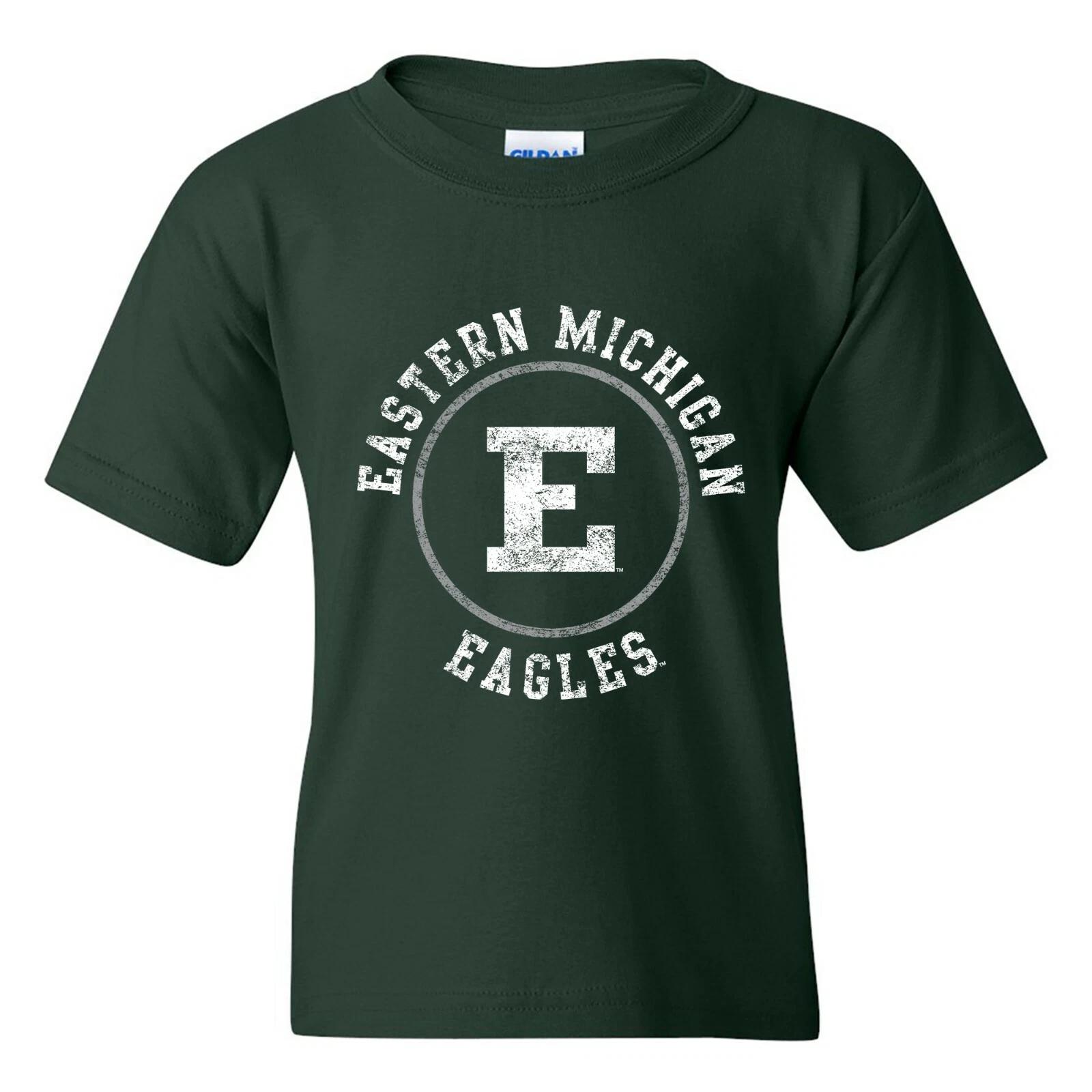 Eastern Michigan Eagles Distressed Circle Logo University Youth T-Shirt - Forest S