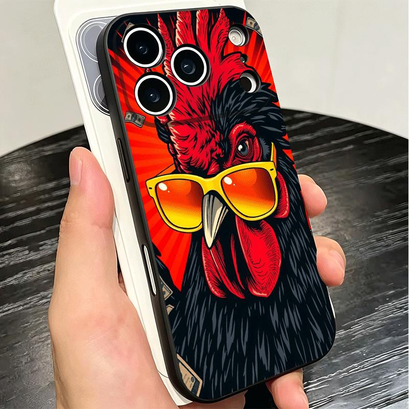Chicken Hen Rooster Soft Phone Case for iPhone 16 16E 17 Air 15 Pro Max 14 Plus 13 Mini 11 12 7 Black Cover Back Shell
