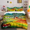 Farm Landscape with Houses. Bedding Sets Duvet Cover Sets Duvet Covers Pillowcases(1 * Duvet Cover 2 * Pillowcases, Without Duvet Insert)
