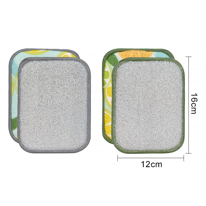 Двусторонняя серебристая моющая губка - Утолщенная кухонная тряпка Bulk, random color