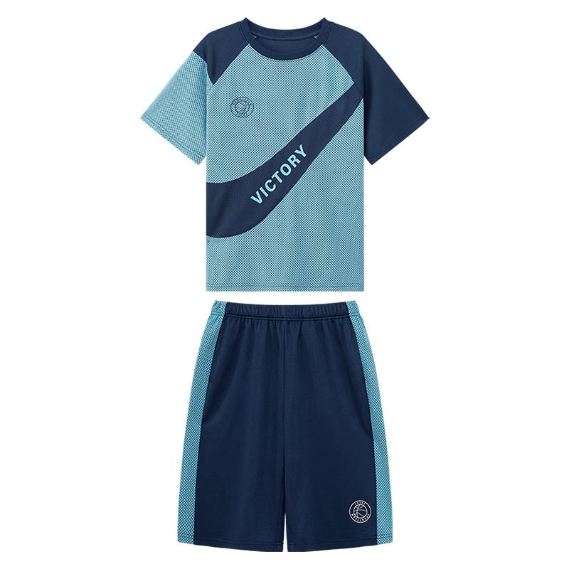 Boy s Color-Block Mesh Short-Sleeve Sports Set 140