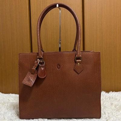 POLO RALPH LAUREN All-Leather Brown Tote Bag Charm Pony Embossed Authentic