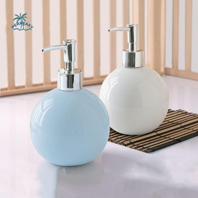 Portable Ceramic Hand Soap Bottle Refillable Reusable Hand Sanitizer Dispenser Round Leakproof Liquid Soap Container Bathroom